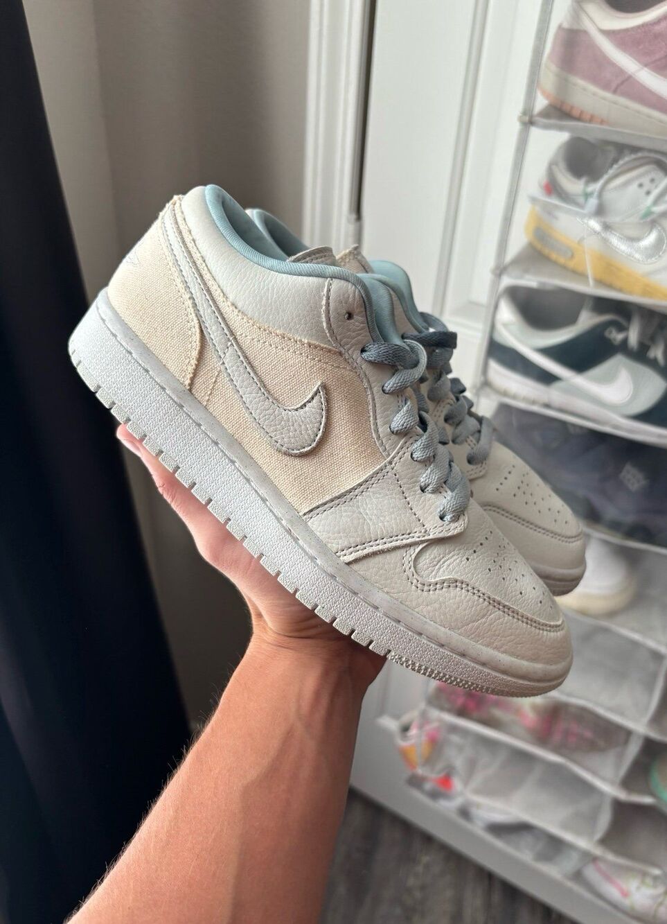 Air Jordan 1 Low Se Canvas Iris Whisper Size Women’s 7.5